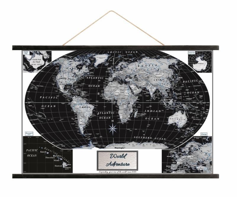 Replogle Black Ocean World Map on Canvas