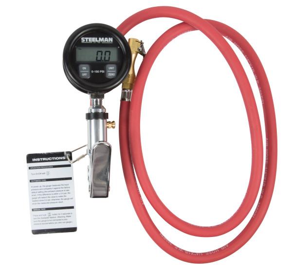 JS Products Steelman 0-150 PSI Digital Gauge Inflator with 5' Whip Hose