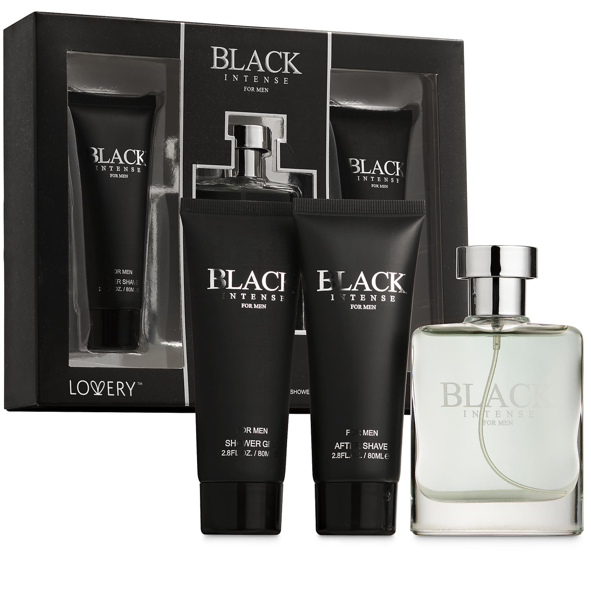 Lovery Black Intense Men's Bath & Body Gift Size 3 Pieces