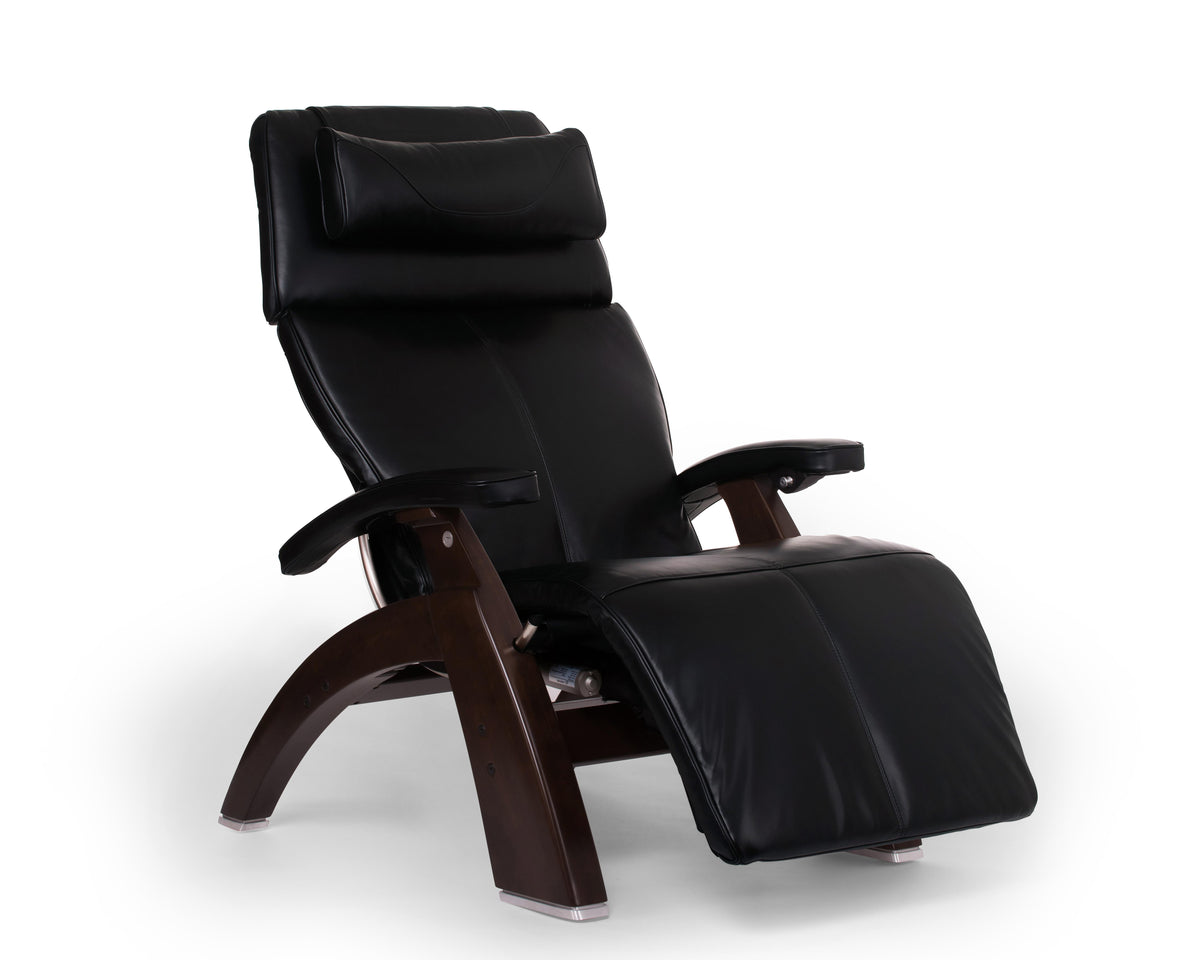 Human Touch Perfect Chair - Dark Walnut Electric Base with Black Premium Leather