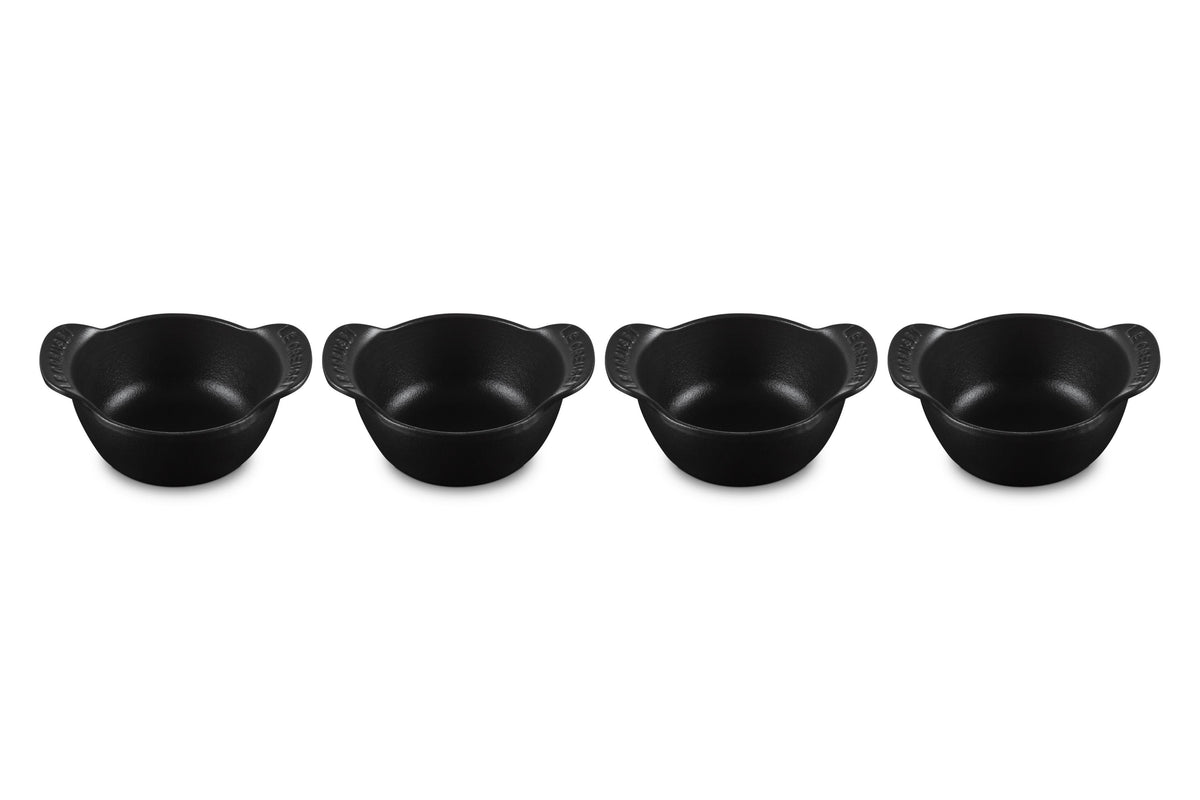 Le Creuset Set of 4 Gourmand Cast Iron Mini 0.3qt Cocottes Licorice