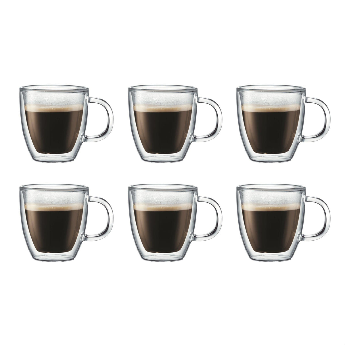 Bodum Bistro 6pc 10oz Double Wall Insulted Glass Mugs