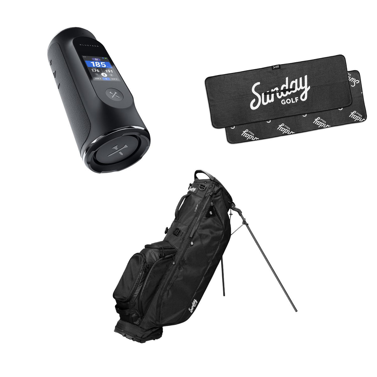 Sunday Golf Bag Bundle with Blue Tees Player Pro Plus and Golf Towel