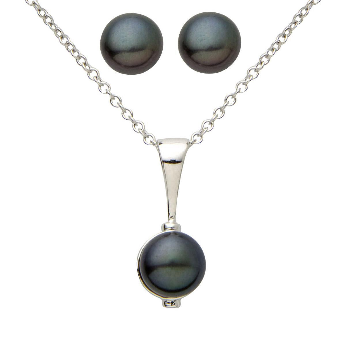 Jilco Black Pearl Necklace & Earring Set
