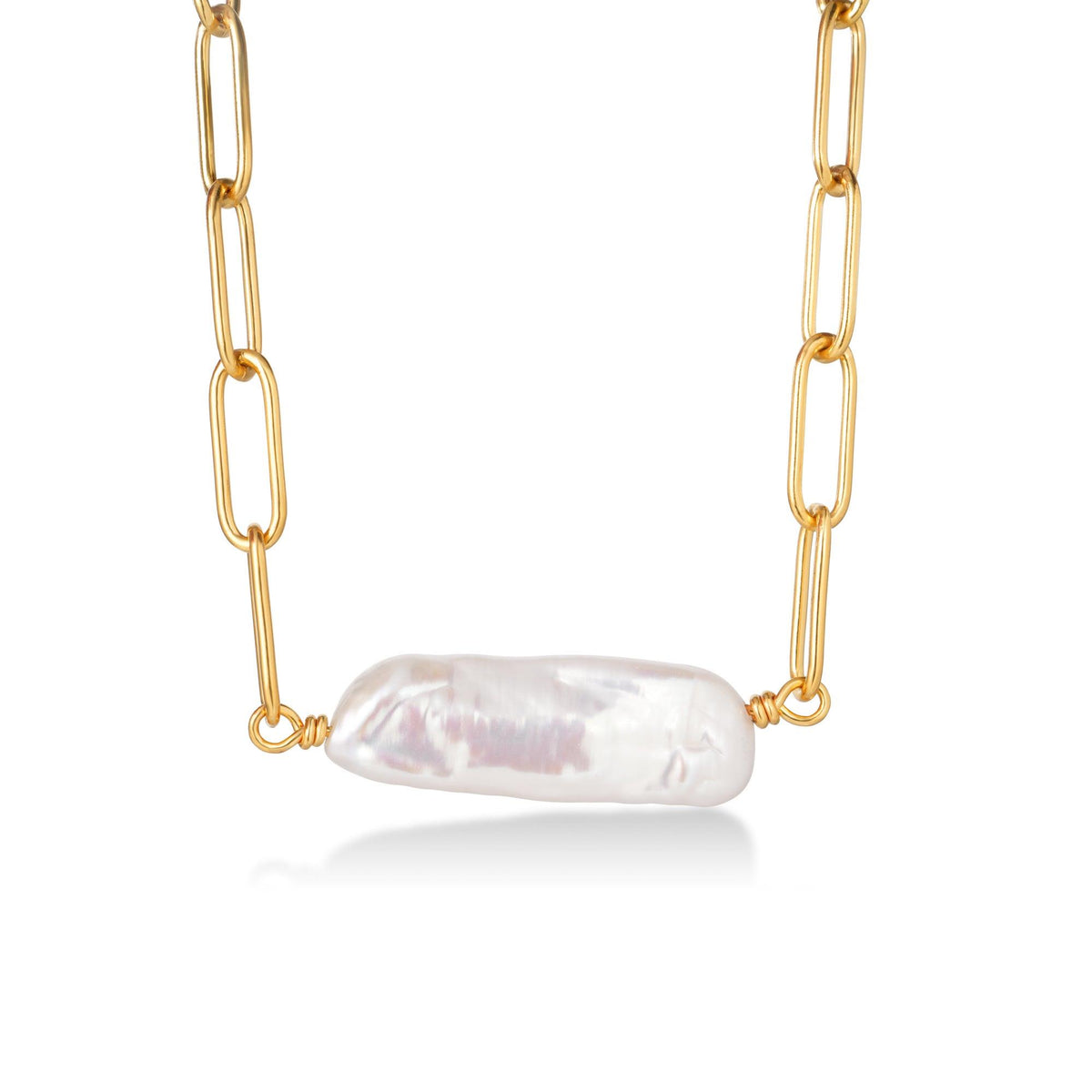 Jilco Iridescent Pearl Necklace Gold