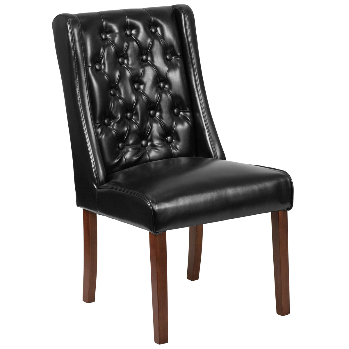 Flash Furniture Gray Fabric Upholstered Button Tufted Parsons Chair with Side Panel Detail