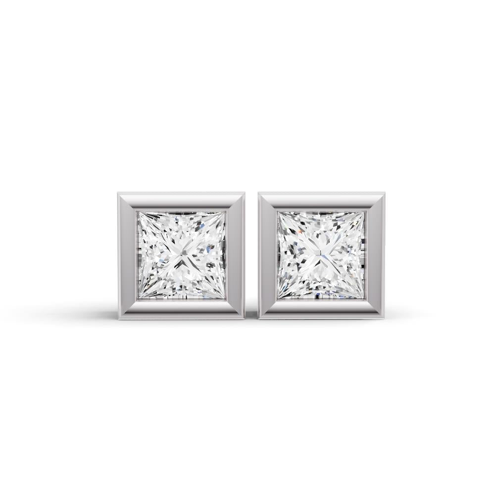 Prestige Boutique Diamonds Princess Lab Diamond Solitaire Earrings Size 0.5 CTW