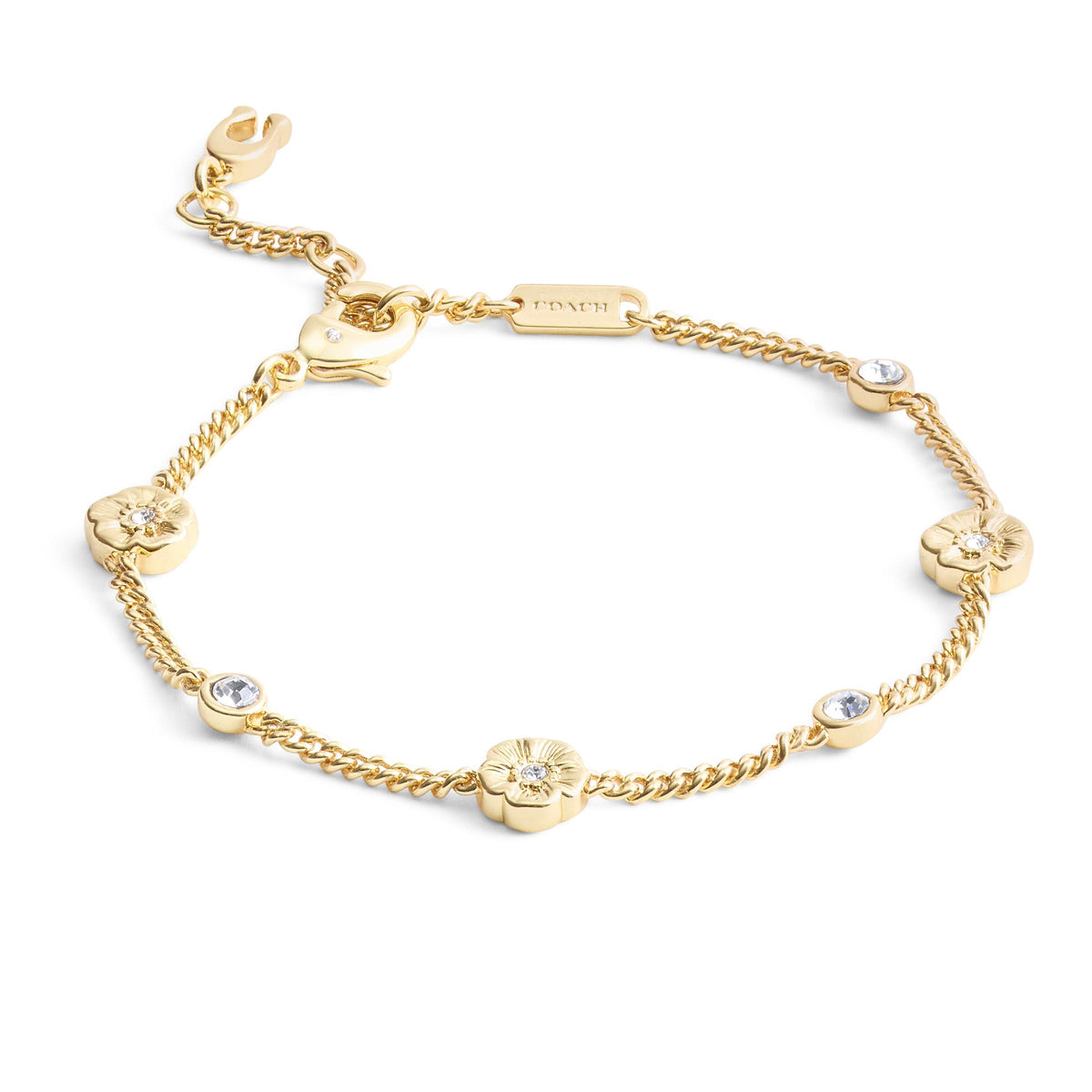 COACH Signature Tea Rose Strand Bracelet - Crystal/Gold