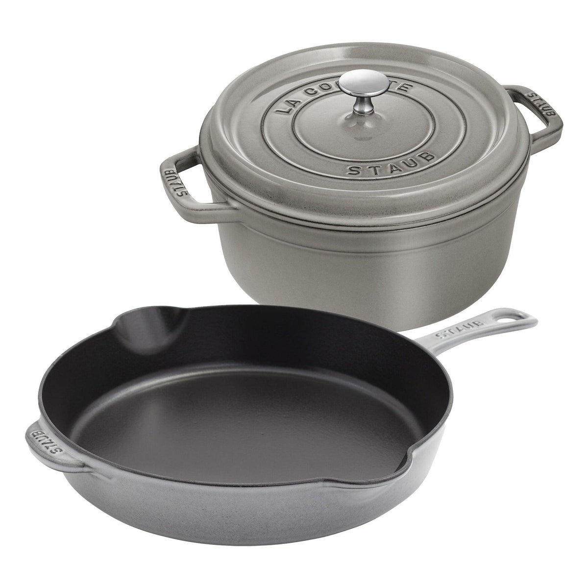 Staub 3pc Cast Iron Cookware Set Graphite Gray