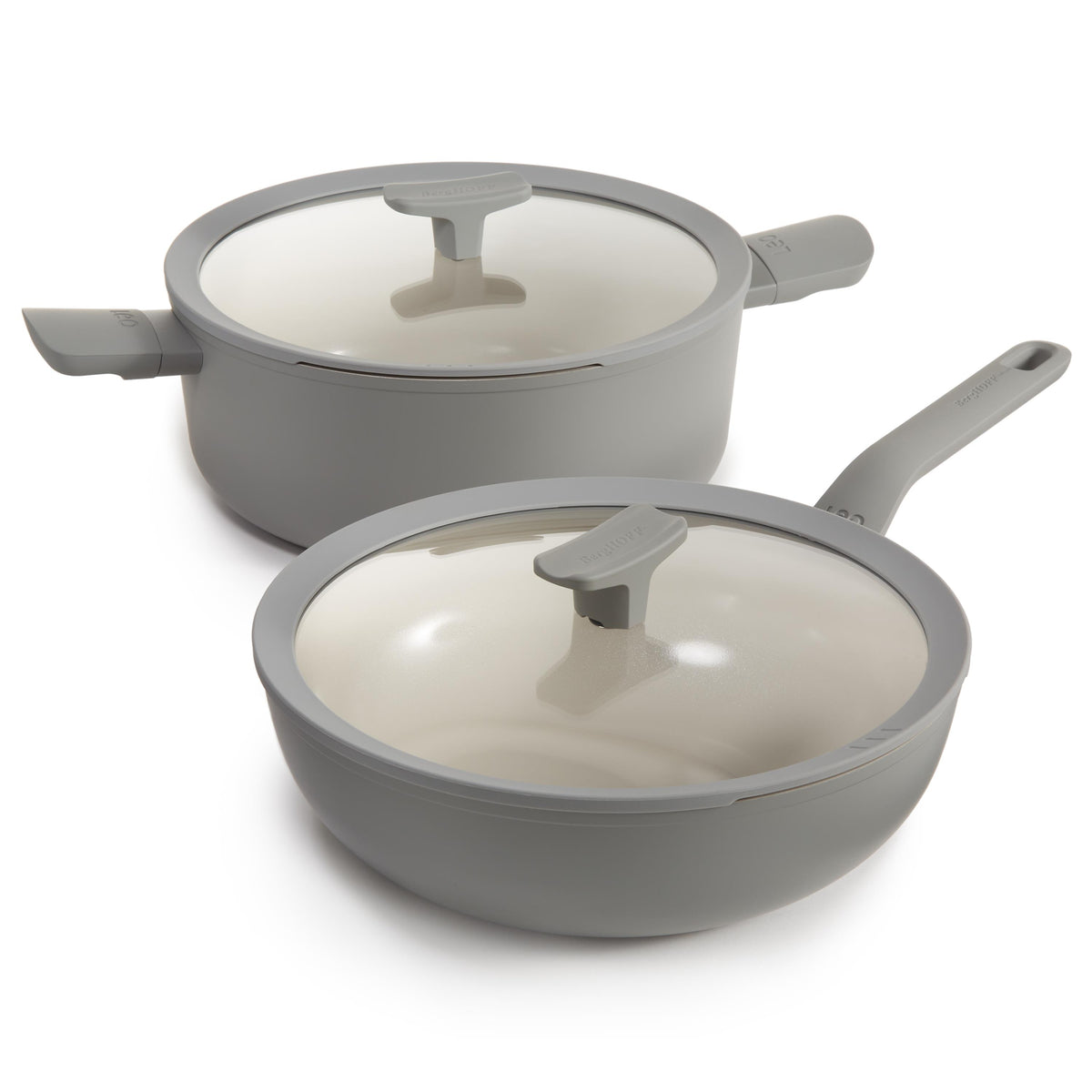 BergHOFF Balance 4pc Nonstick Ceramic Stockpot and Wok Pan Set With Glass Lids, Moonmist
