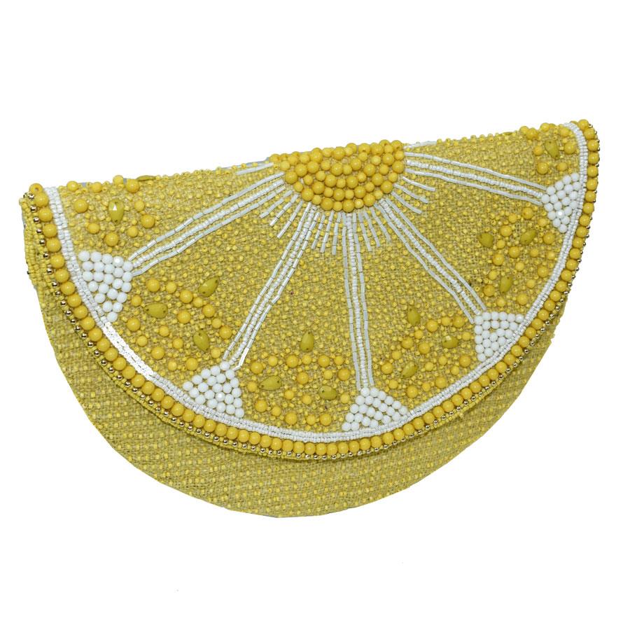 Dupatta Designs Lemon Drop Beaded Clutch