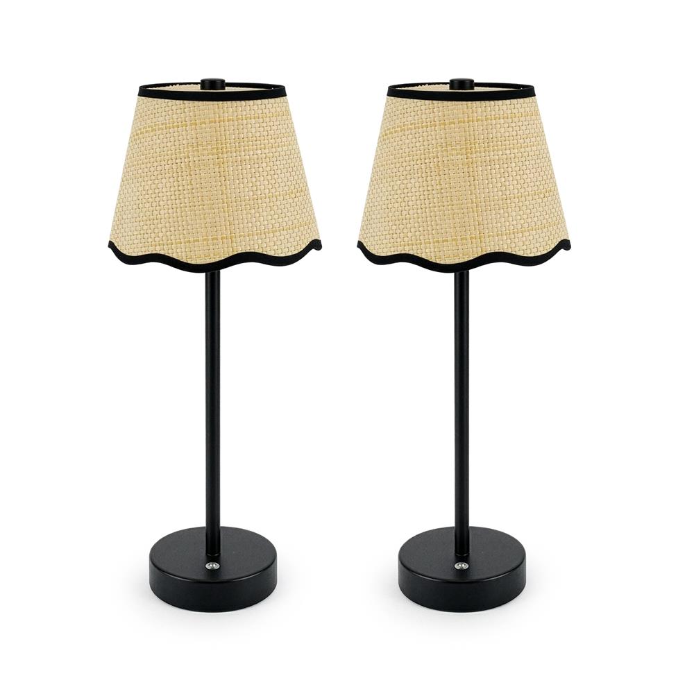 Bell + Howell Rechargeable Raffia Table Lamp Size 14" 2 Pack
