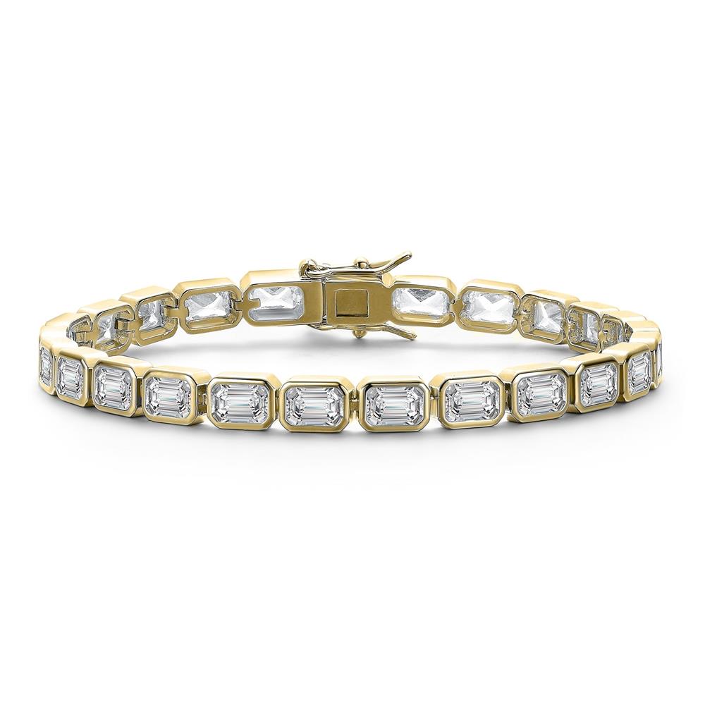 GENEVIVE 14K Gold Plated Dazzle Tennis Bracelet Size 7"