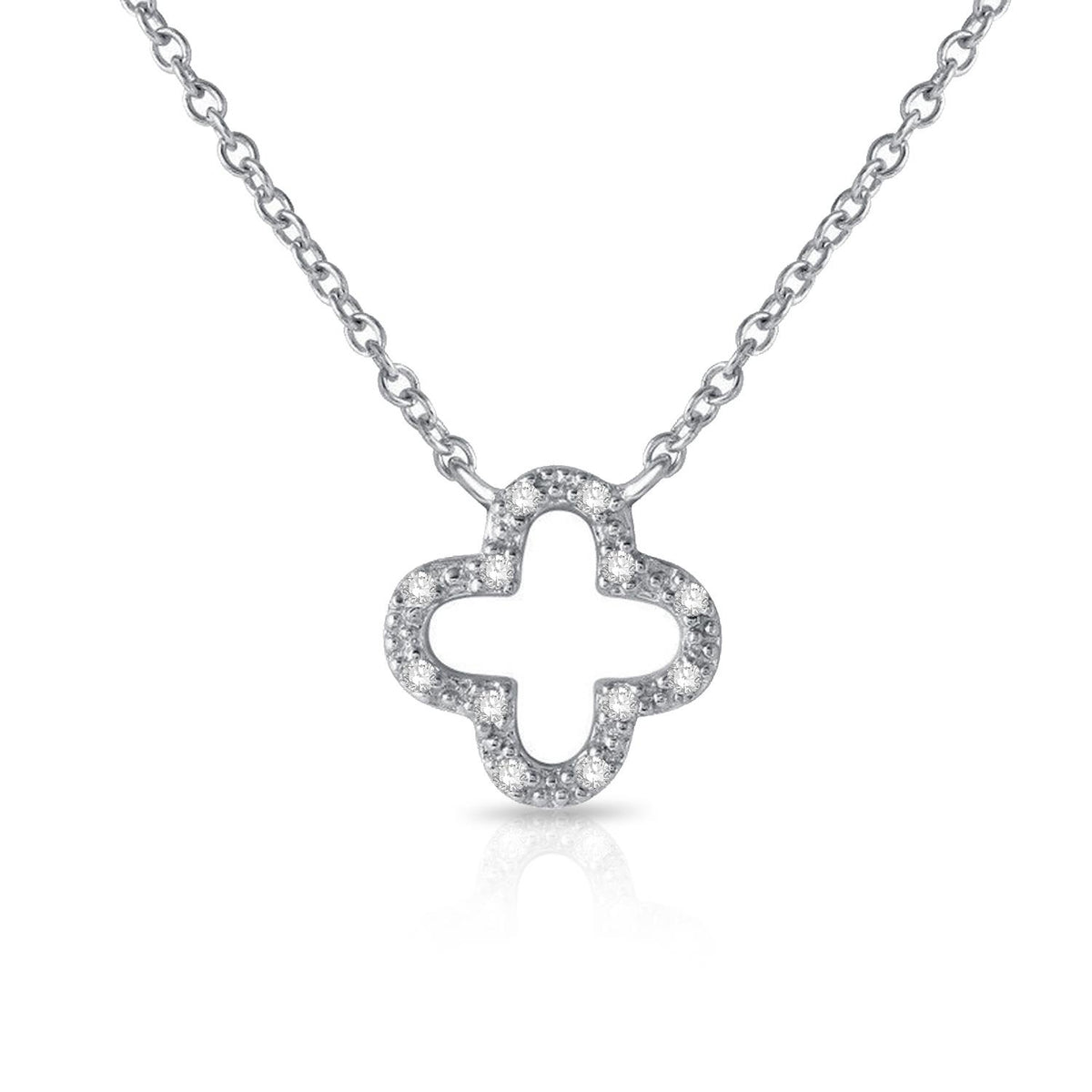 Infinity Luxe Jewelry Collection Open Clover Leaf CZ Necklace