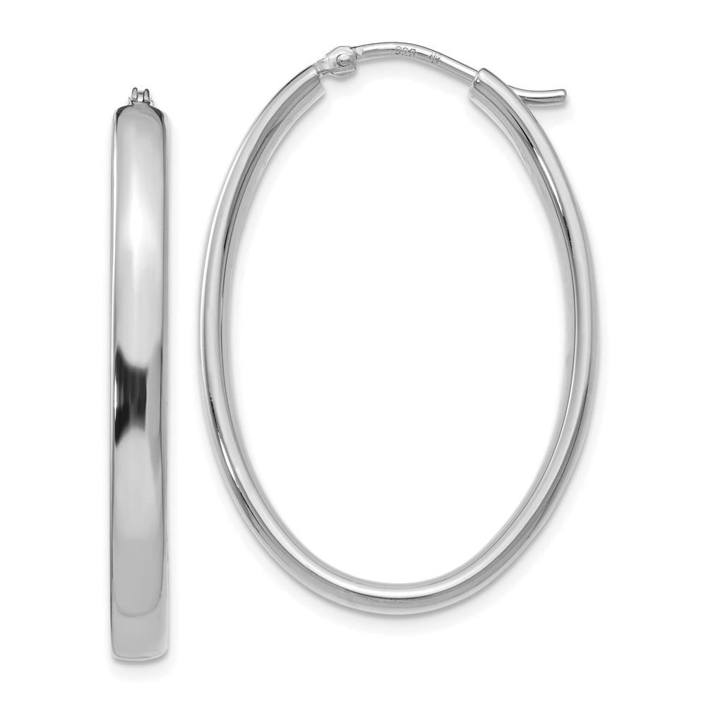 Distinctive Sterling Silver Polished Oval Hoop Earrings