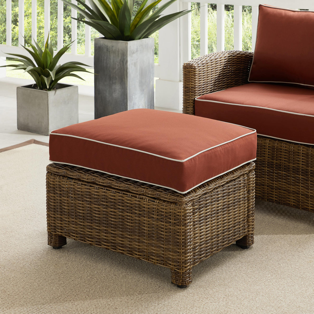 Crosley Outdoor Bradenton Wicker Outdoor Ottoman