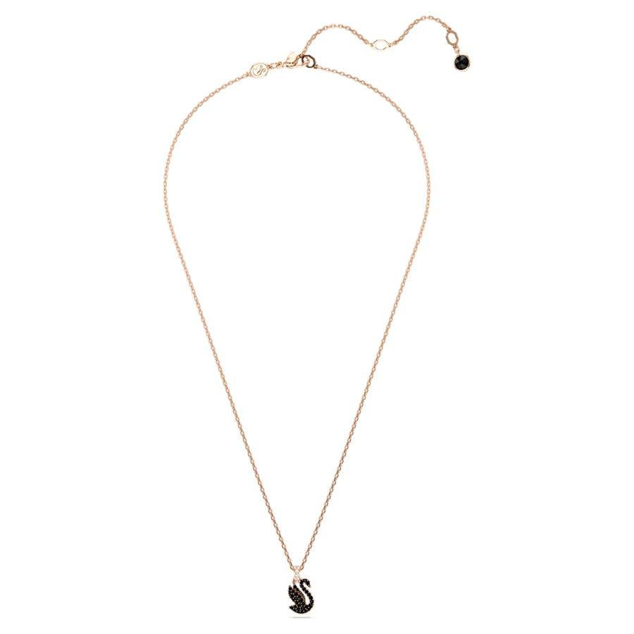 Swarovski Swan Pendant Swan, Small, Black, Rose Gold-Tone Plated