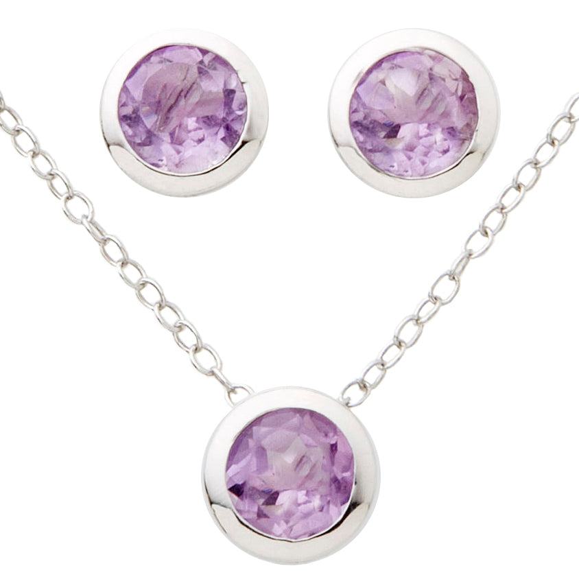 Jilco Inc Amethyst Earring & Necklace Set