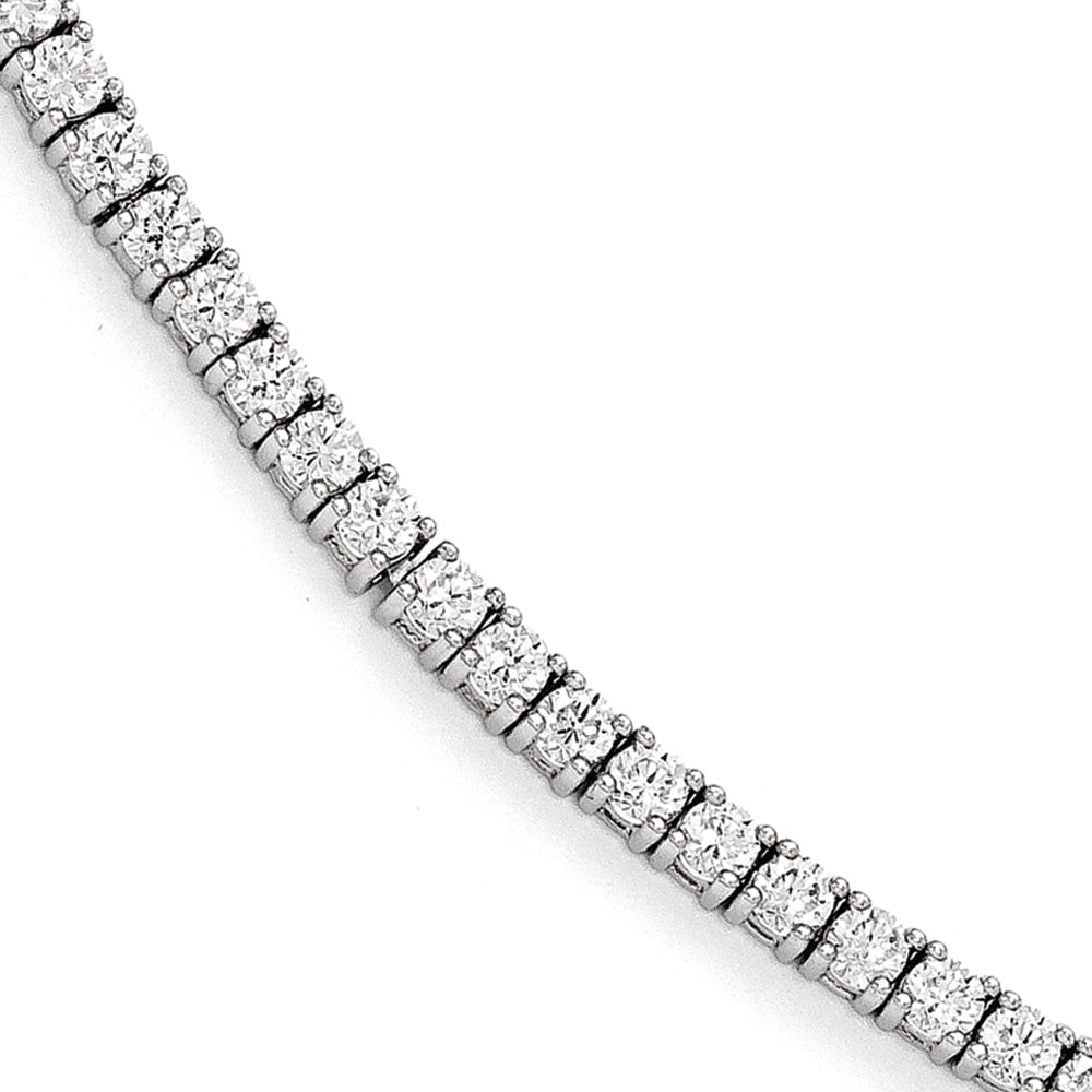 Distinctive Sterling Silver Rhodium Plated CZ 7in Bracelet