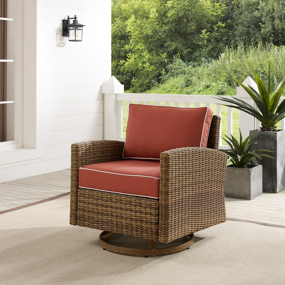 Crosley Outdoor Bradenton Wicker Swivel Rocker Outdoor Chair