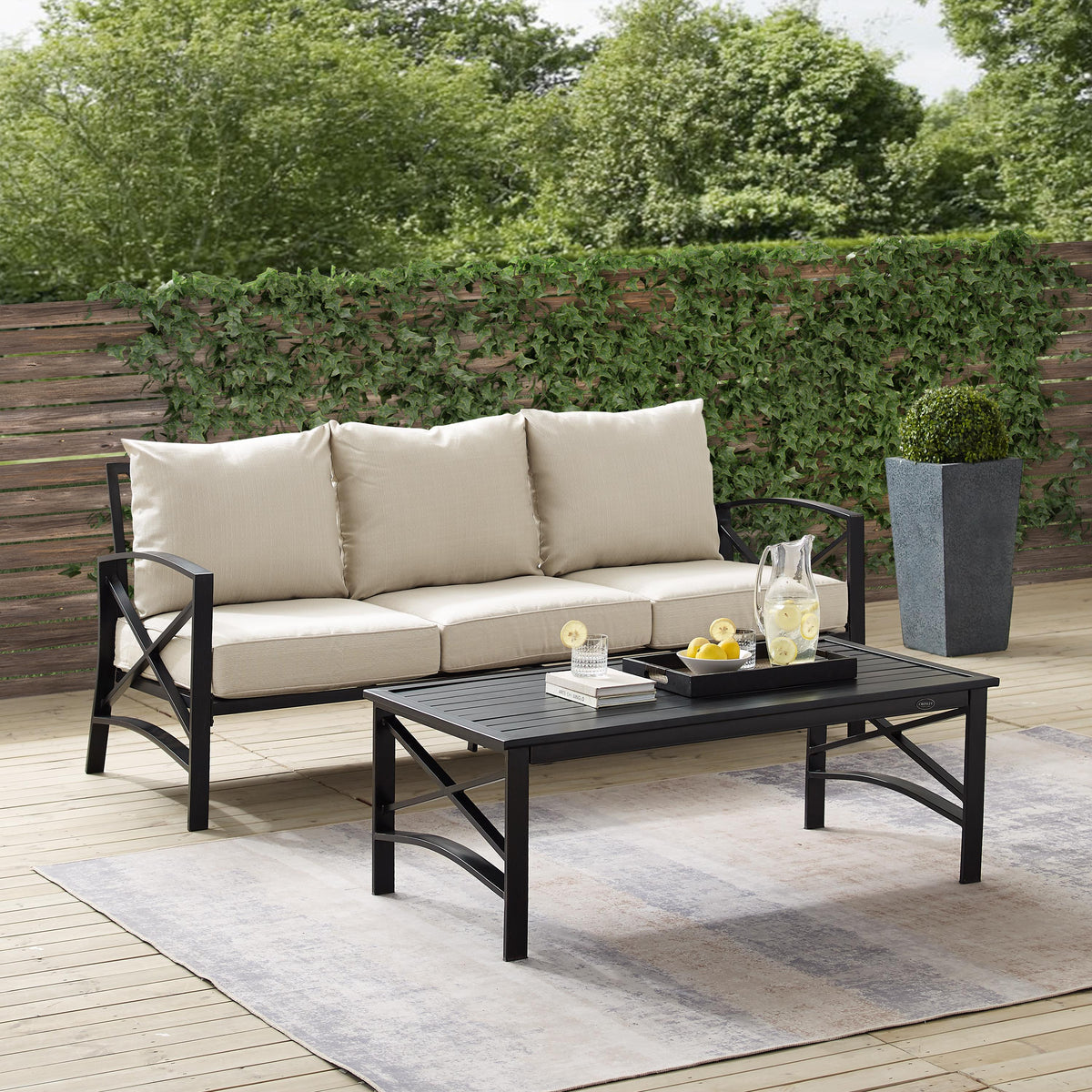 Crosley Outdoor Kaplan 2Pc Outdoor Sofa Patio Furniture Set