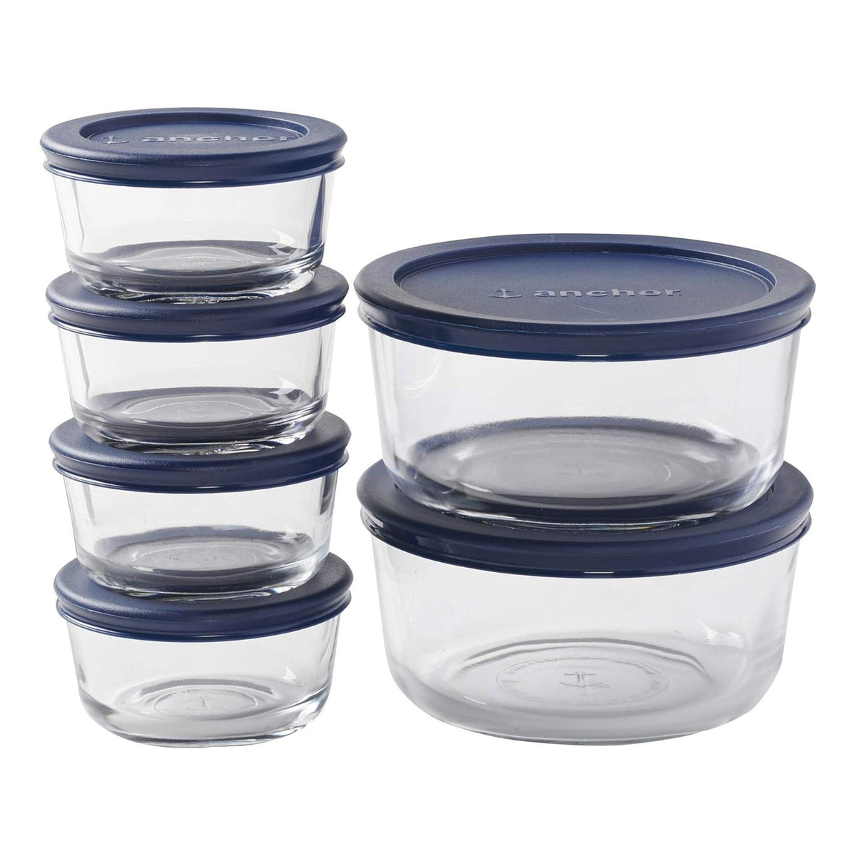 Anchor Hocking 12pc Glass Storage Container Set w/ SnugFit Lids Navy Blue