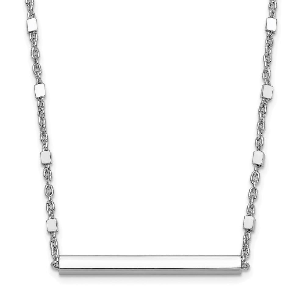 Distinctive Sterling Silver Rhodium-plated Polished Necklace