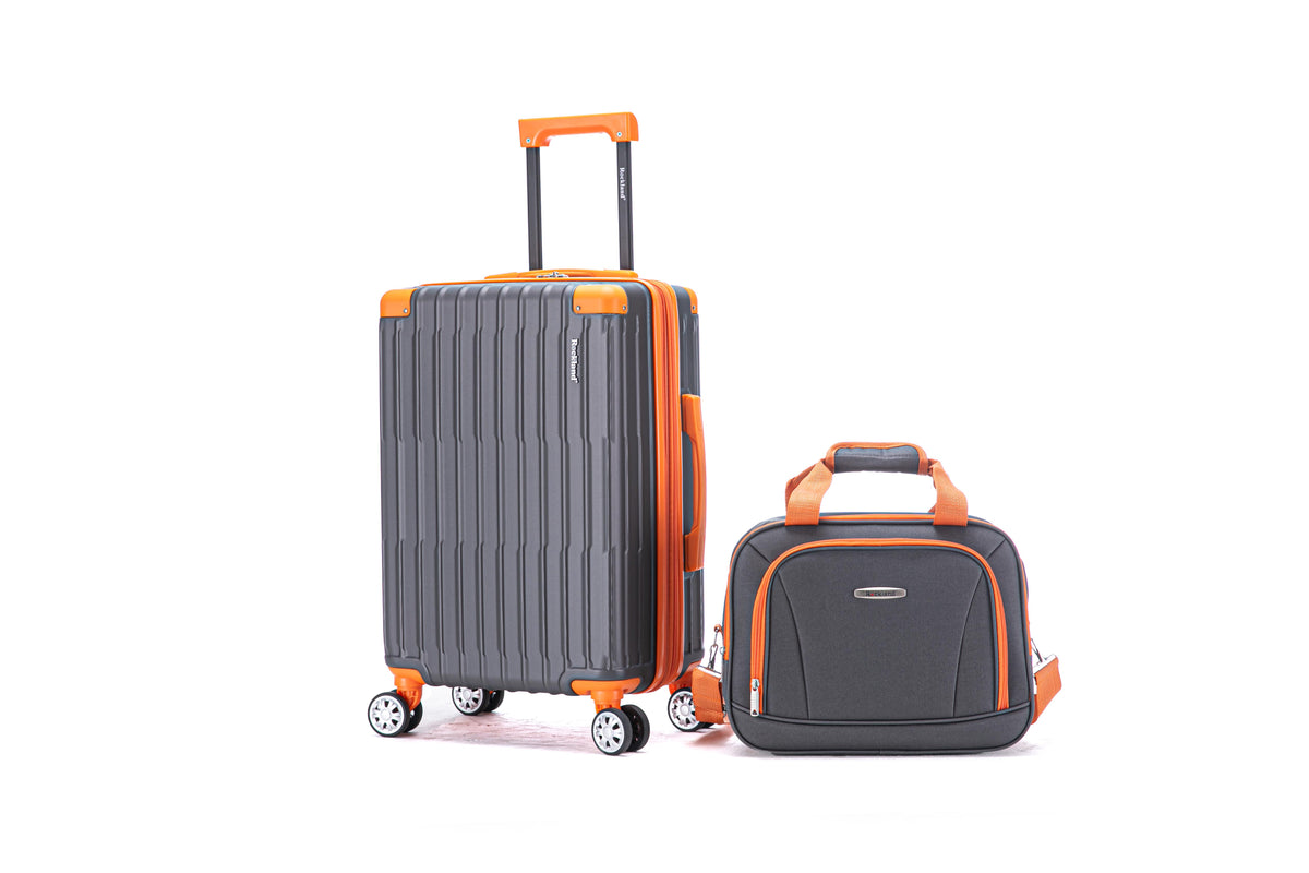 Rockland Luggage Napa Valley 20" Expandable ABS Uright Spinner & 14" Tote - Charcoal