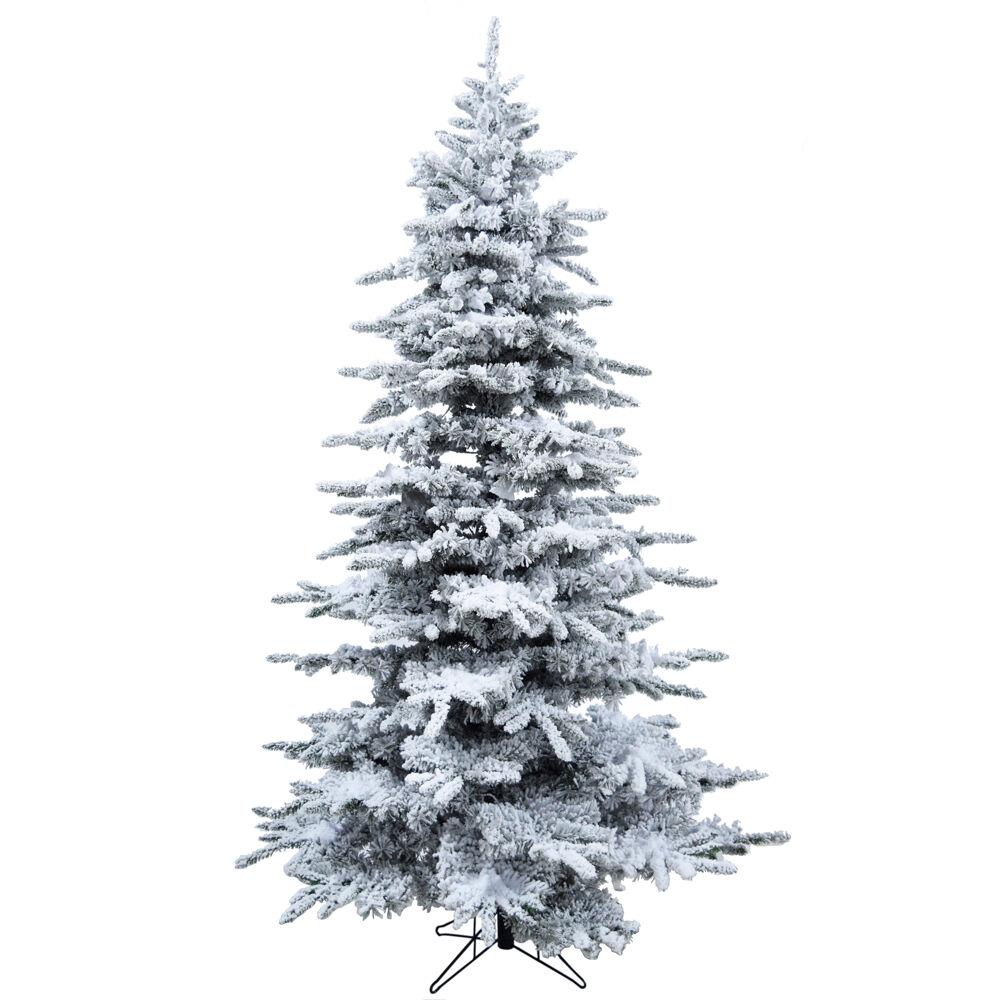 Fraser Hill 7.5-Ft Silverado Pine White Flocked Slim Christmas Tree with Metal Stand, No Lights