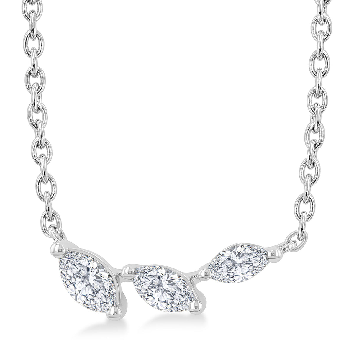 Jilco Inc Petite Graduated Marquise Cut Diamond Necklace