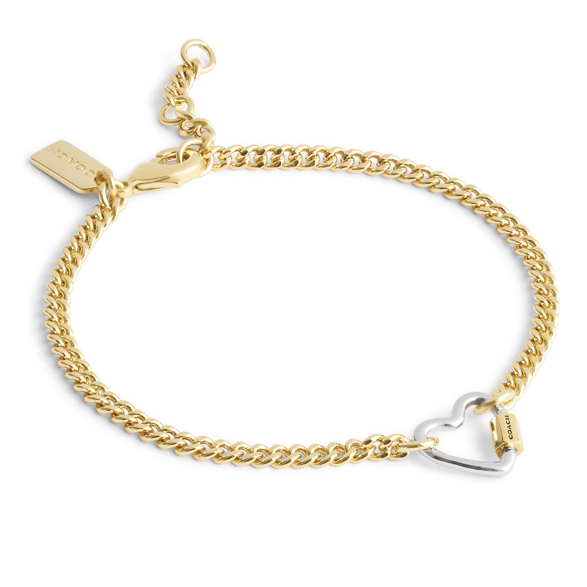 COACH Signature Carabiner Heart Link Bracelet - Two Tone