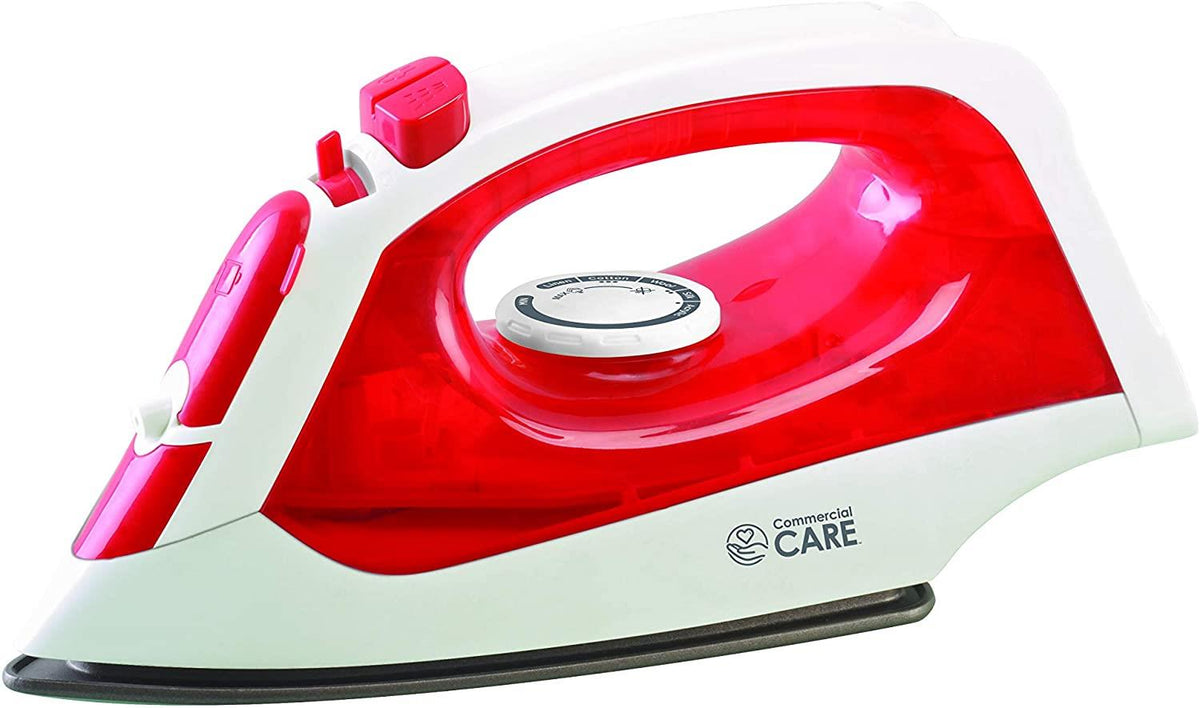 Commercial Care Steam Iron with 5.1 Ounce Water Tank - Red