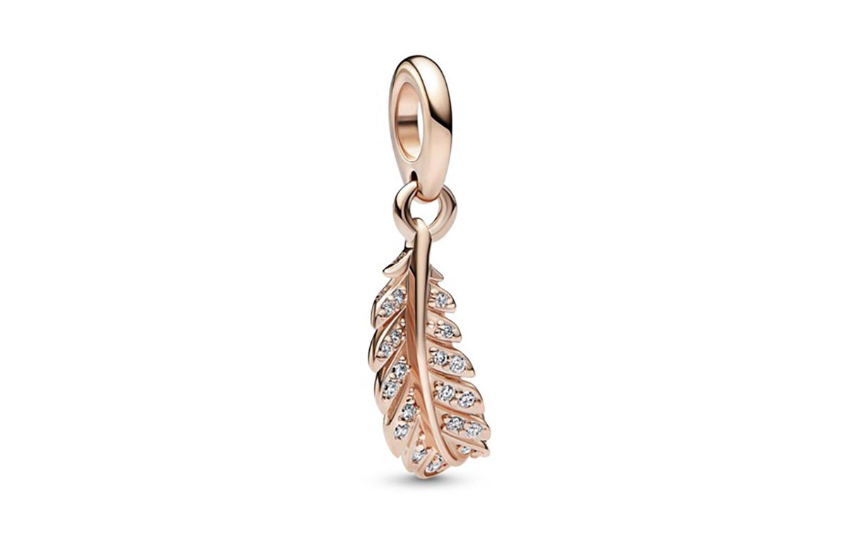 Pandora Floating Curved Feather Dangle Charm