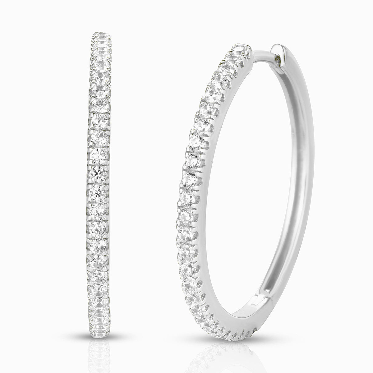 Jilco Inc White Topaz Hoop Earrings
