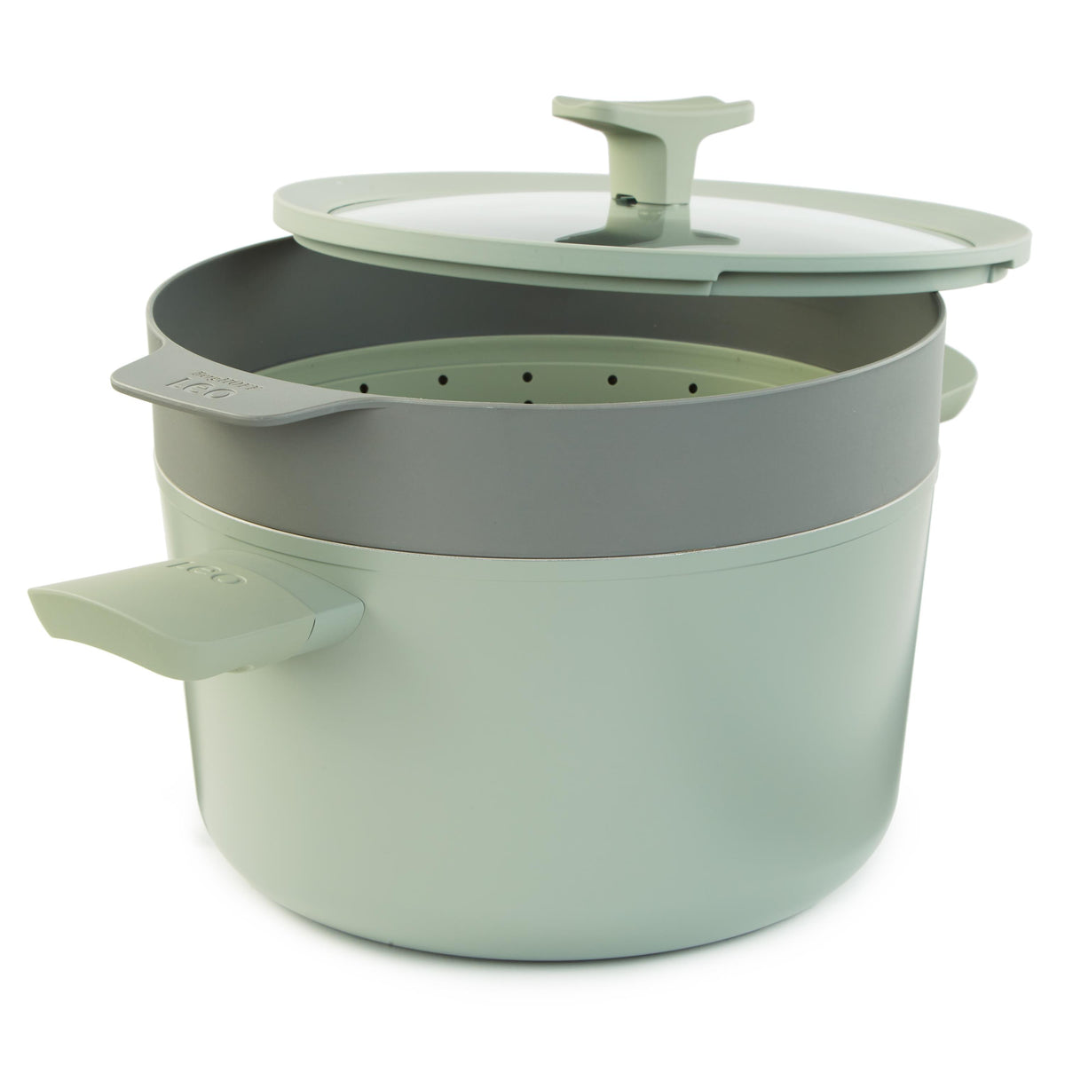 BergHOFF Balance 3Pc Nonstick Ceramic Steamer Set, Recycled Aluminum, Sage
