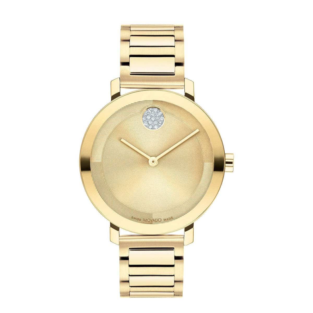 Movado Ladies' Bold Evolution 2.0 Gold-Tone SS Watch w/ Crystal Dot Gold Dial