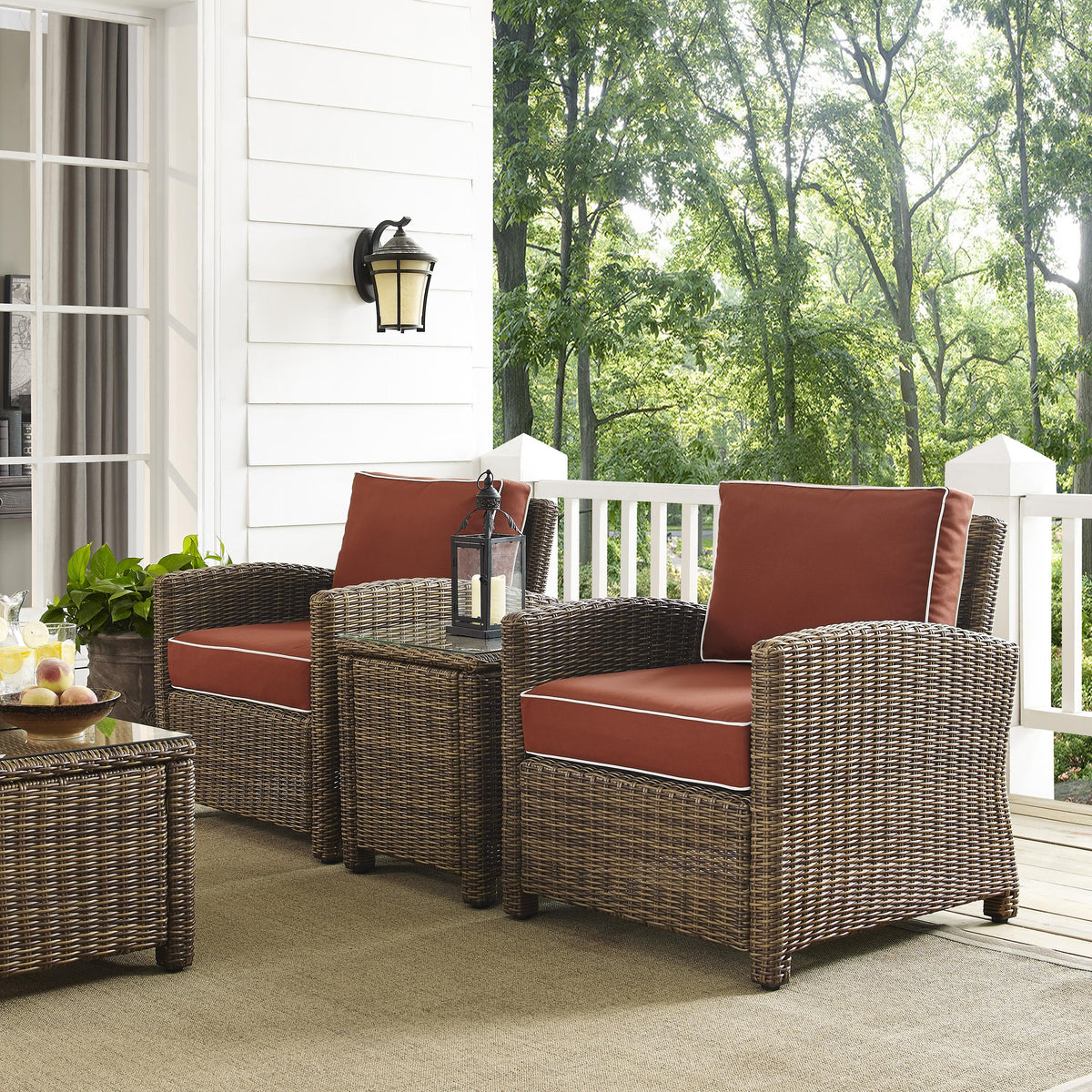 Crosley Outdoor Bradenton 3Pc Wicker Outdoor Chair Set