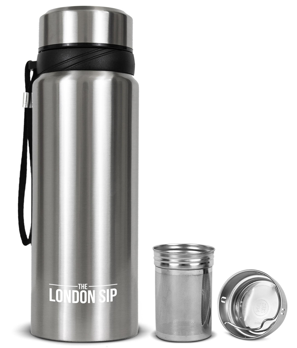 KitchenSupply London Sip - 25oz Tea Infuser Bottle, Silver