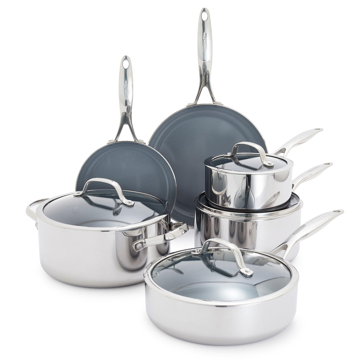 GreenPan Valencia Pro 10pc Stainless Steel Nonstick Cookware Set