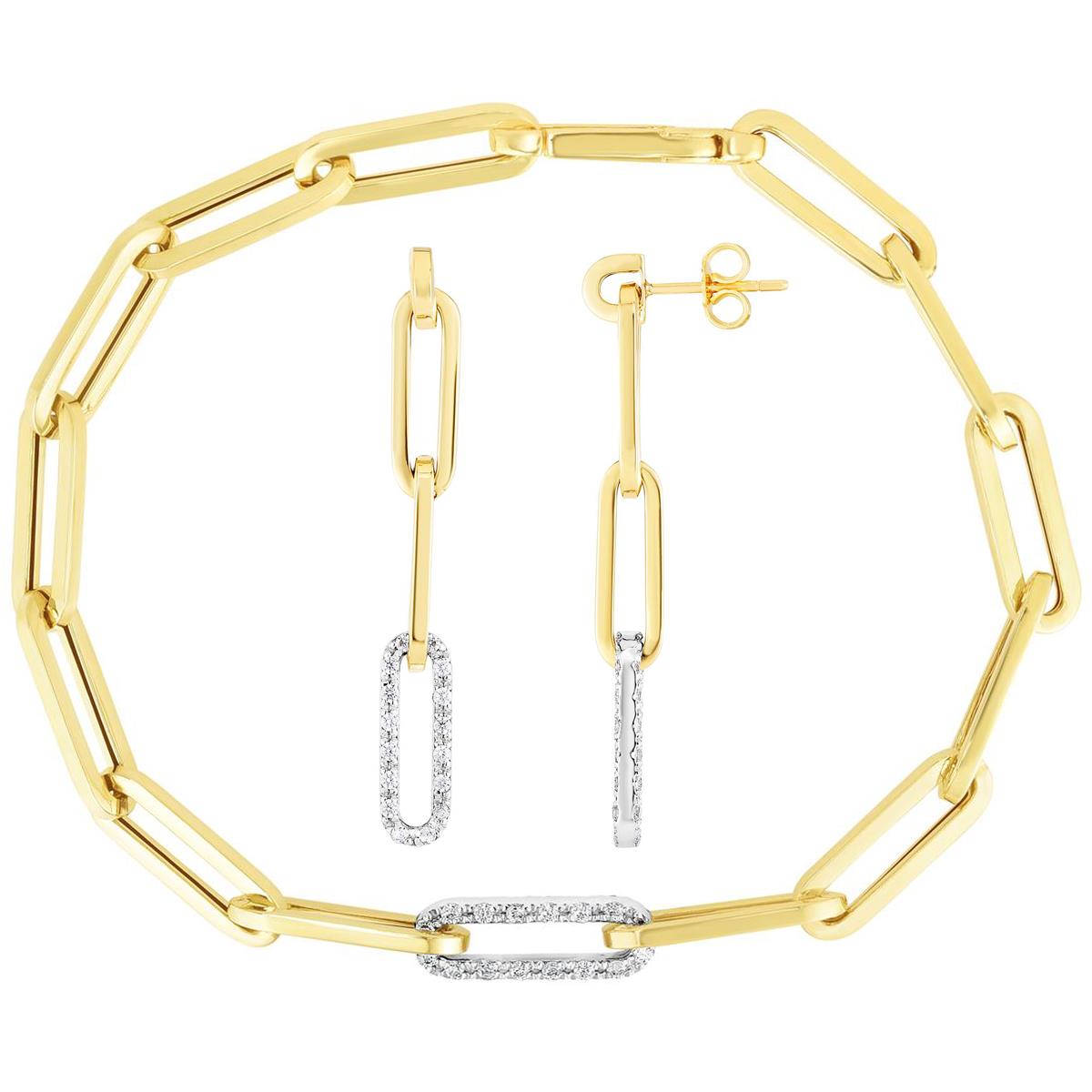 Jilco Inc Diamond Paperclip Bracelet and Earring Set