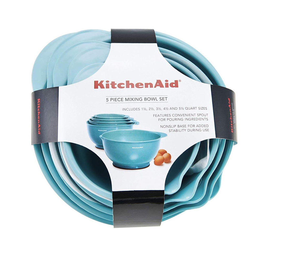 KitchenAid 5-Piece Mixing Bowl Set - Aqua