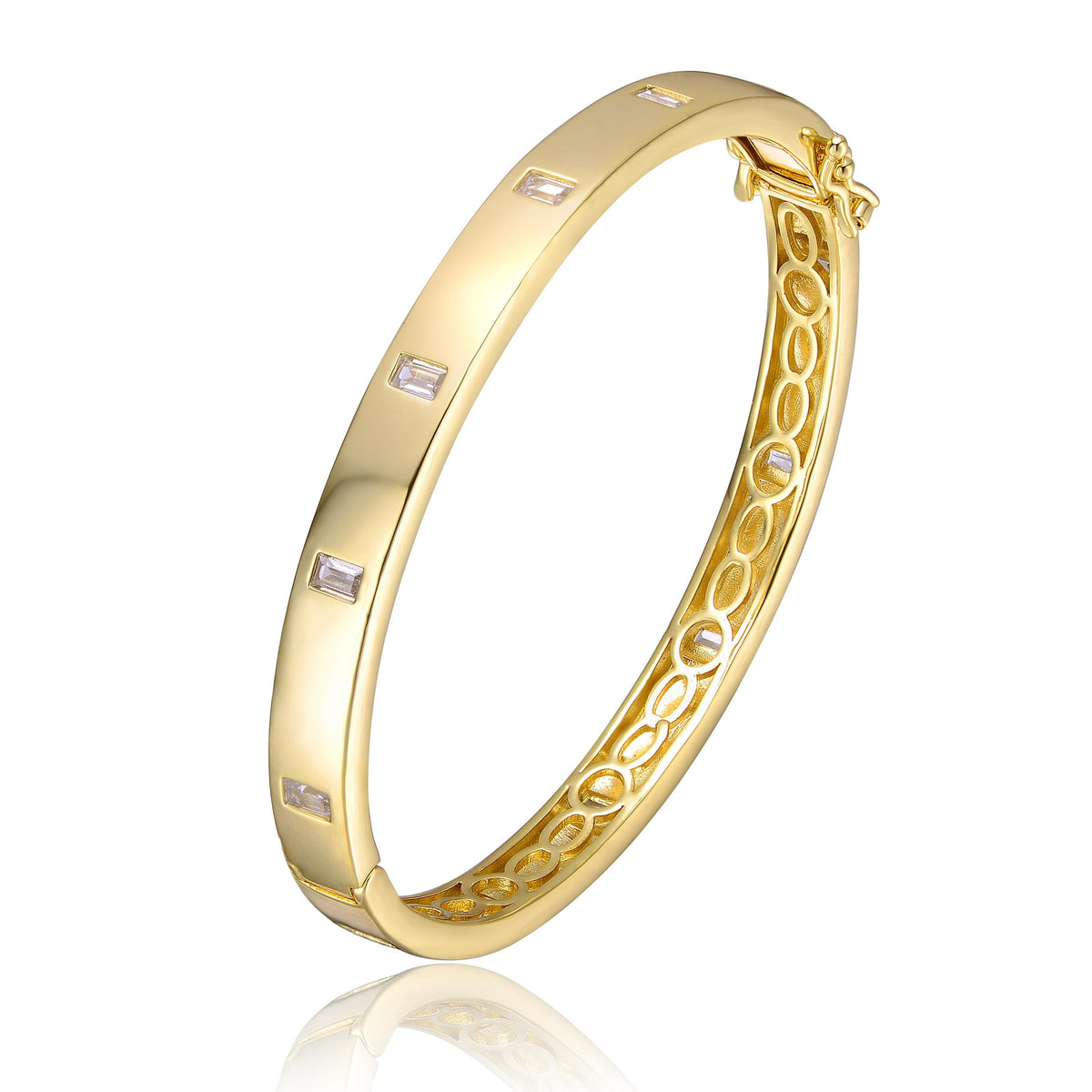 GENEVIVE 14K Yellow Gold Plated Classic Bangle Size 7"