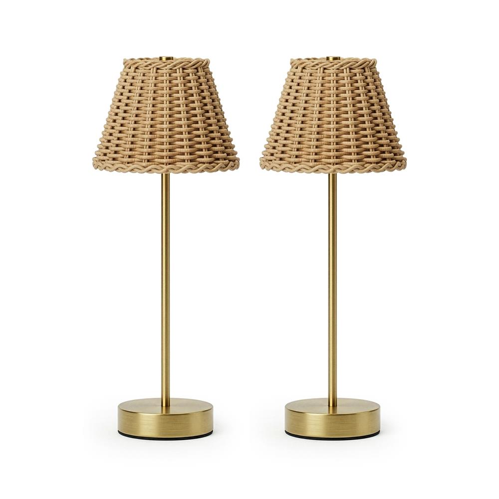 Bell + Howell Rechargeable Wicker Table Lamp Size 14" 2 Pack