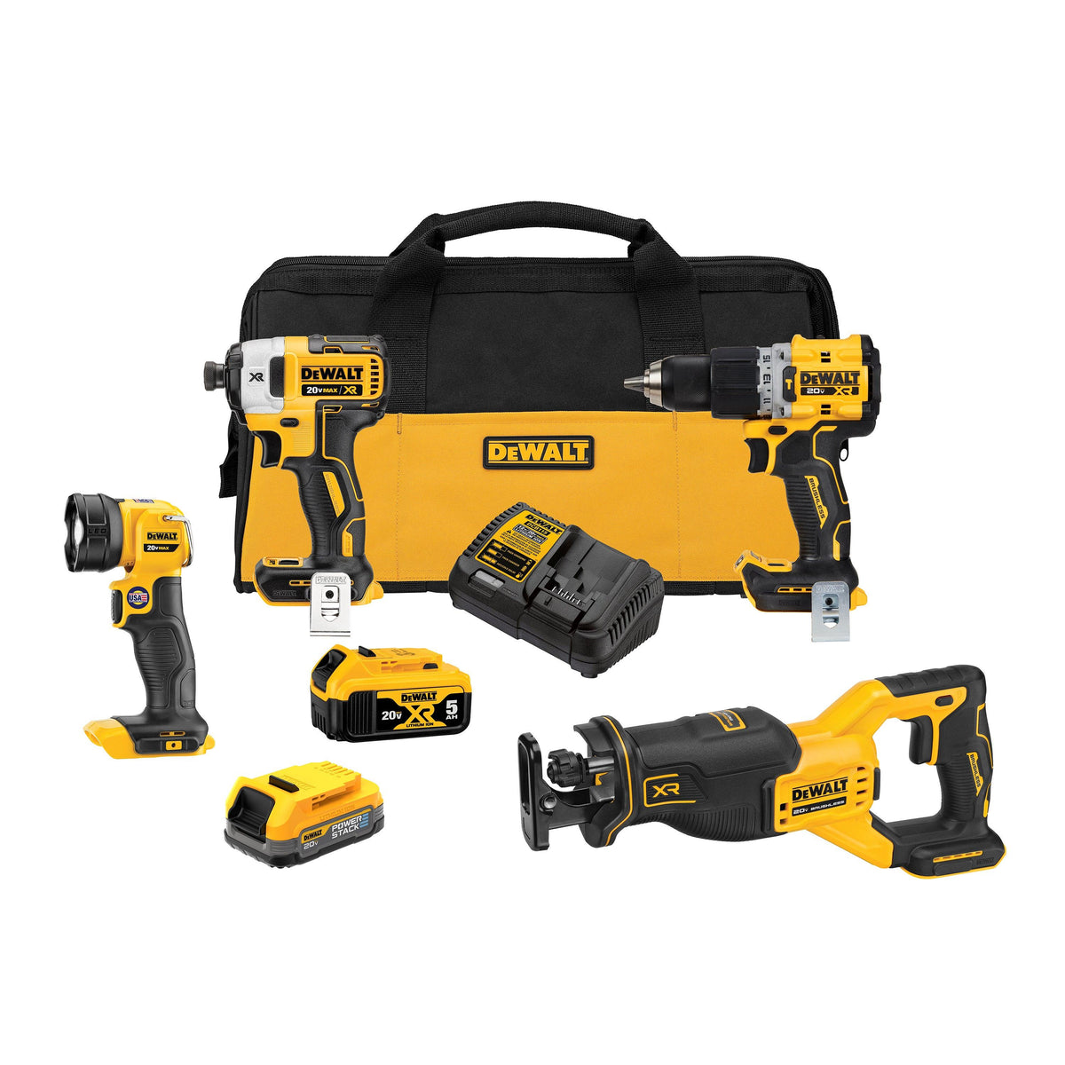 DeWalt 20V MAX XR Brushless 4-Tool Combo Kit w/ 1 POWERSTACK Battery