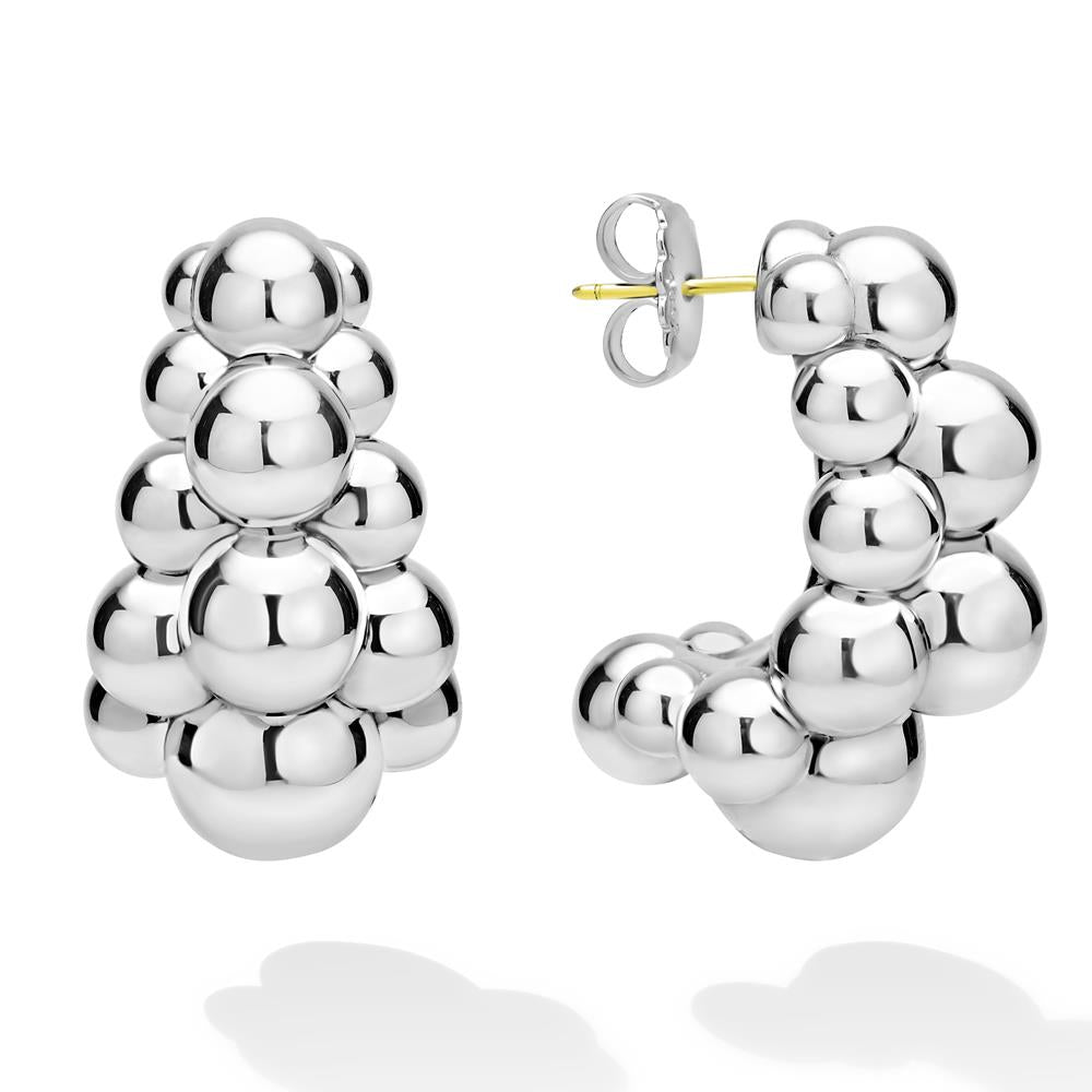 Lagos Three Row Beaded Hoop Earrings