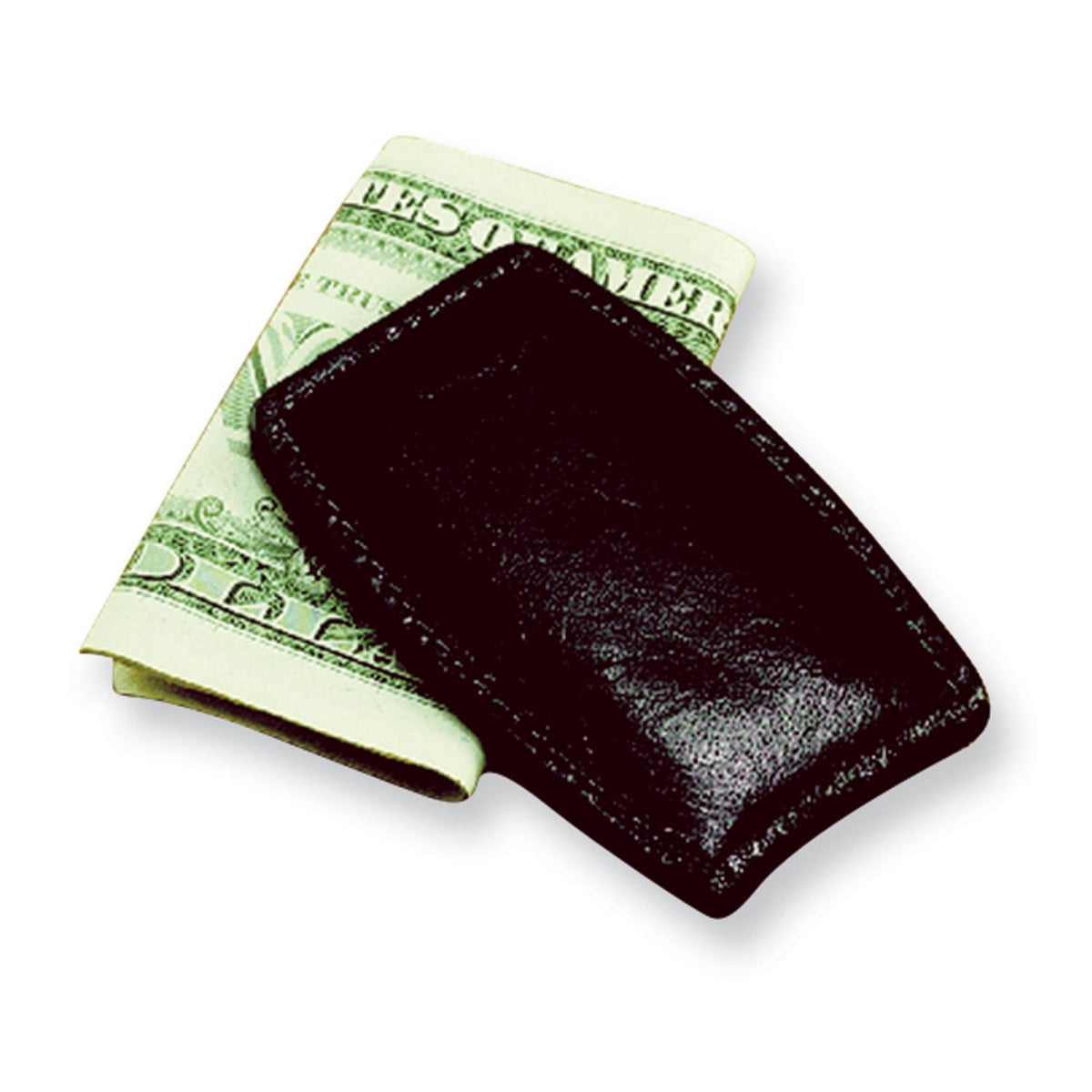 Distinctive Gifts Black Leather Money Clip