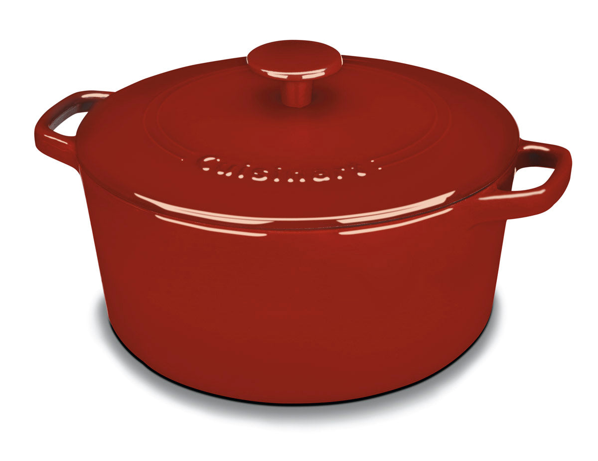 Cuisinart Enameled Cast Iron 5 Qt. Round Covered Casserole-Red