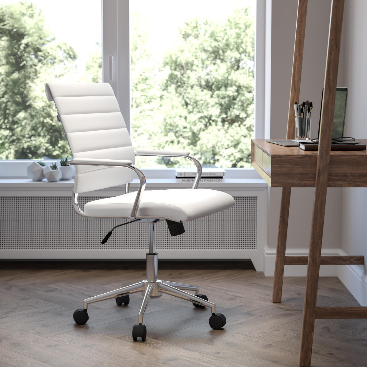 Flash Furniture Mid-Back Black LeatherSoft Ribbed Executive Swivel Office Chair - Desk Chair