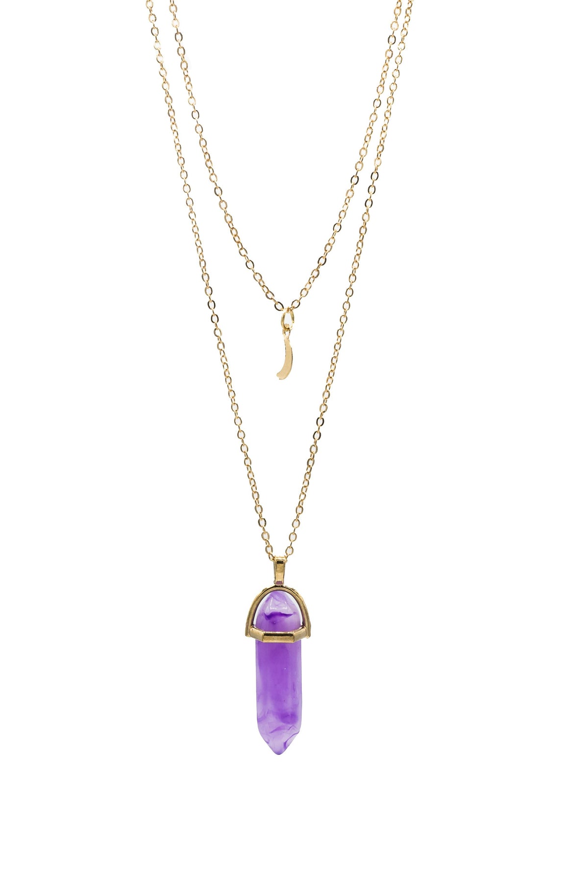 Completely Bella Amethyst Quartz Gold Double Chain Necklace
