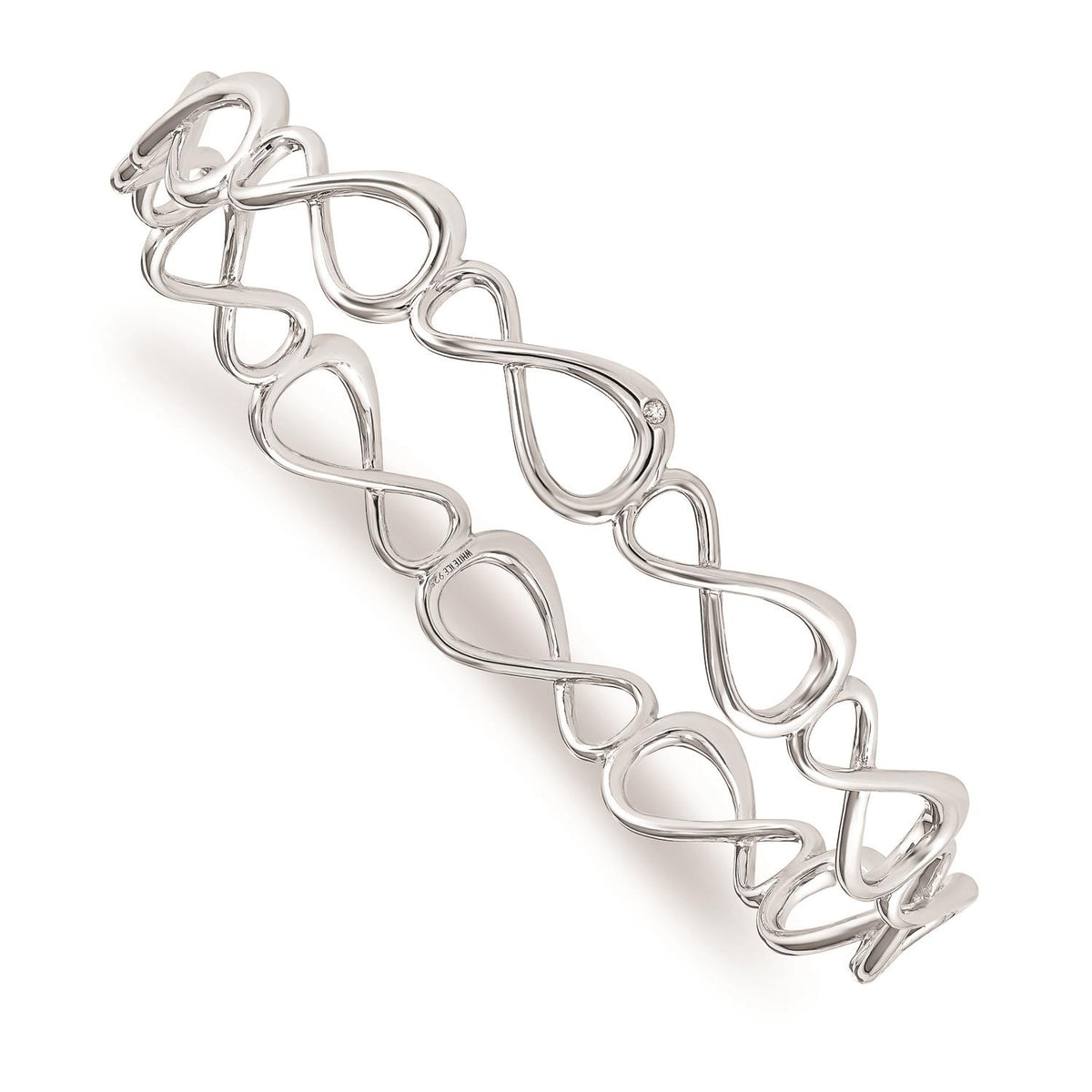 Distinctive SS White Ice 0.01ct Diamond Infinity Bangle